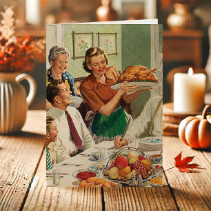 Cartes Pour Fêtes Annuelles Dîner de Thanksgiving familial vintage