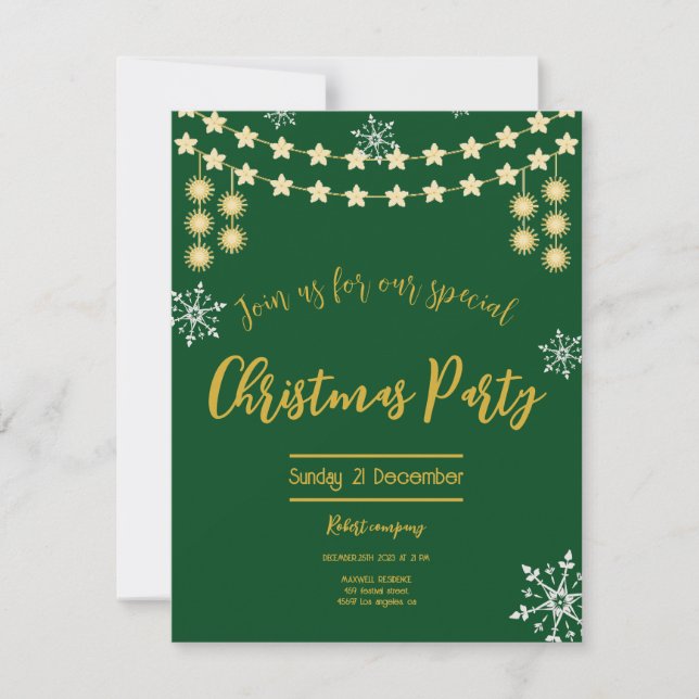 Cartes Pour Fêtes Annuelles Dîner d'entreprise élégant pour Noël (Devant)