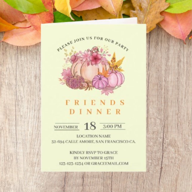 Cartes Pour Fêtes Annuelles Dîner offert par les amis de la citrouille (Créateur téléchargé)