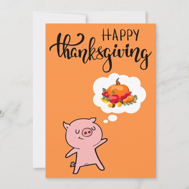 Cartes Pour Fêtes Annuelles Dîner Thanksgiving Pig Out (Devant)