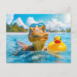 Cartes Pour Fêtes Annuelles Dino Bain avec canard en caoutchouc