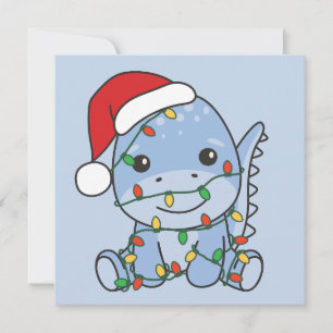 Cartes Pour Fêtes Annuelles Dino Noël Animaux d'hiver Dinos de vacances