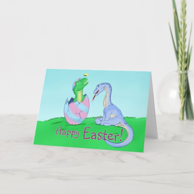 Cartes Pour Fêtes Annuelles Dinos de Pâques (Devant)