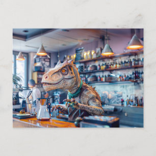 Cartes Pour Fêtes Annuelles Dinosaur Barista dans un café moderne