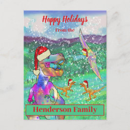 Cartes Pour Fêtes Annuelles Dinosaur Noël T Rex Père Noël Budget personnalisé