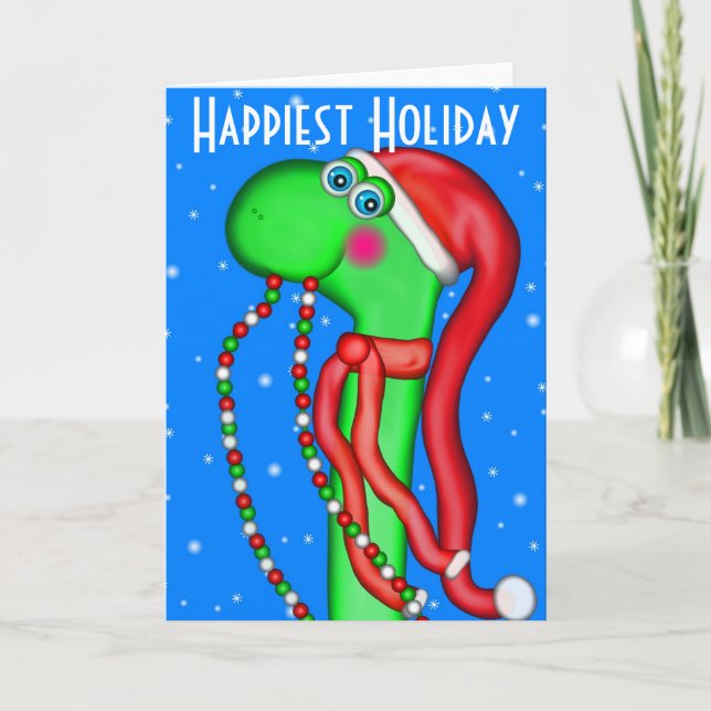 Cartes Pour Fêtes Annuelles Dinosaure De Vacances, Joyeux Vacances (Devant)