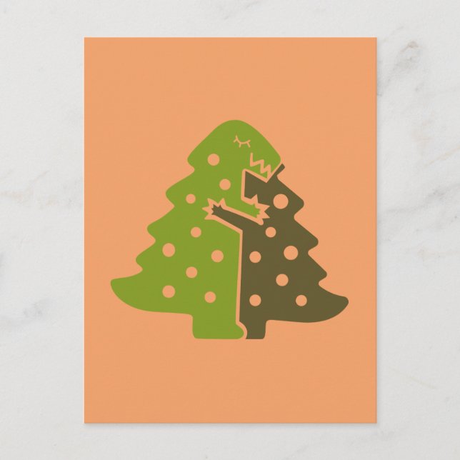 Cartes Pour Fêtes Annuelles Dinosaure d'hiver Green Christmas Tree Fête (Devant)