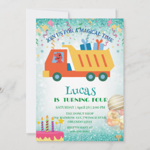 Cartes Pour Fêtes Annuelles Dinosaure Drôle camion à ordures Anniversaire Nom