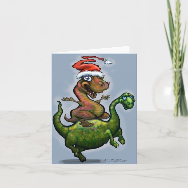 Cartes Pour Fêtes Annuelles Dinosaures (Devant)
