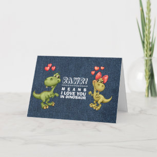 Cartes Pour Fêtes Annuelles Dinosaures amusants Saint-Valentin