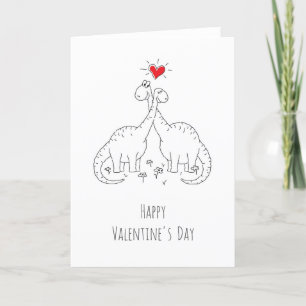 Cartes Pour Fêtes Annuelles Dinosaures d'amour du coeur Heureuse Sainte-Valent