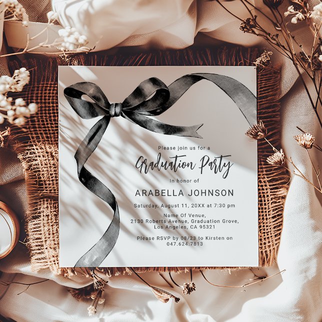 Cartes Pour Fêtes Annuelles Diplômé Ruban Noir Tendance (Créateur téléchargé)