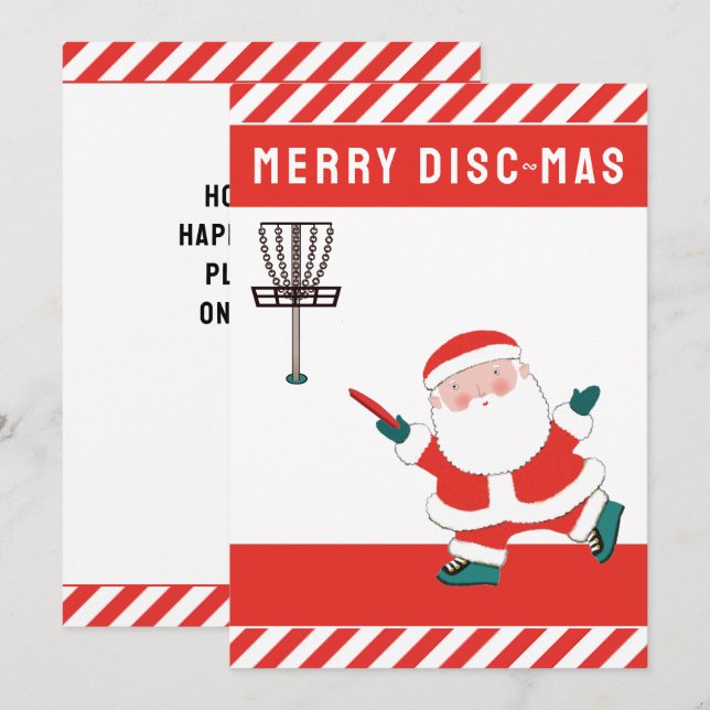 Cartes Pour Fêtes Annuelles Disque Golf Noël (Devant / Derrière)