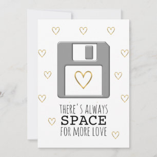 Cartes Pour Fêtes Annuelles Disquette Gold Heart Valentine's Day Computer