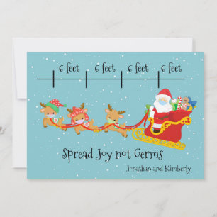 Cartes Pour Fêtes Annuelles Distancing Social Étendre Joie Noël Père Noël Sled