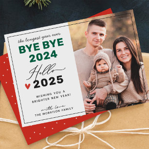 Cartes Pour Fêtes Annuelles Dites adieu à 2024 Bienvenue 2025 Photo moderne