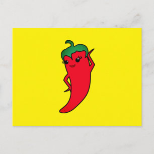 Cartes Pour Fêtes Annuelles Divine Piment Rouge Kawaii