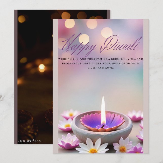 Cartes Pour Fêtes Annuelles Diwali  (Devant / Derrière)