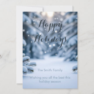 Cartes Pour Fêtes Annuelles DIY Customizable Photo Template Clean Snow Bokeh