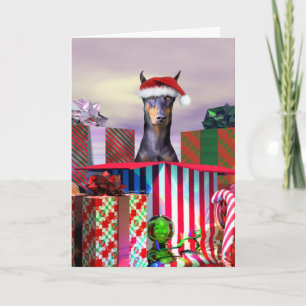 Cartes Pour Fêtes Annuelles Doberman Christmas Surprise