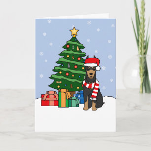 Cartes Pour Fêtes Annuelles Doberman Pinscher et sapin de Noël