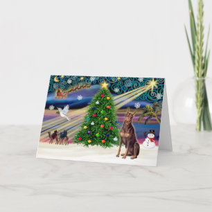 Cartes Pour Fêtes Annuelles Dobermann Pinscher (rouge) Christmas Magic