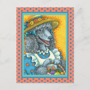 CARTES POUR FÊTES ANNUELLES DOG BISCUITS AND EASTER EGG BASKET, CUTE POODLE