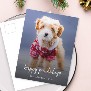 Cartes Pour Fêtes Annuelles Dog Christmas   Cute Puppy Happy Pawlidays