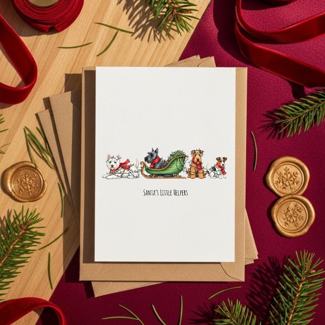 Cartes Pour Fêtes Annuelles Dog Lover Christmas Card with Festive Sleigh (Créateur téléchargé)