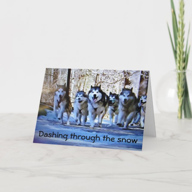 Cartes Pour Fêtes Annuelles DOG SLED DASHING THRU SNOW at CHRISTMAS (Devant)