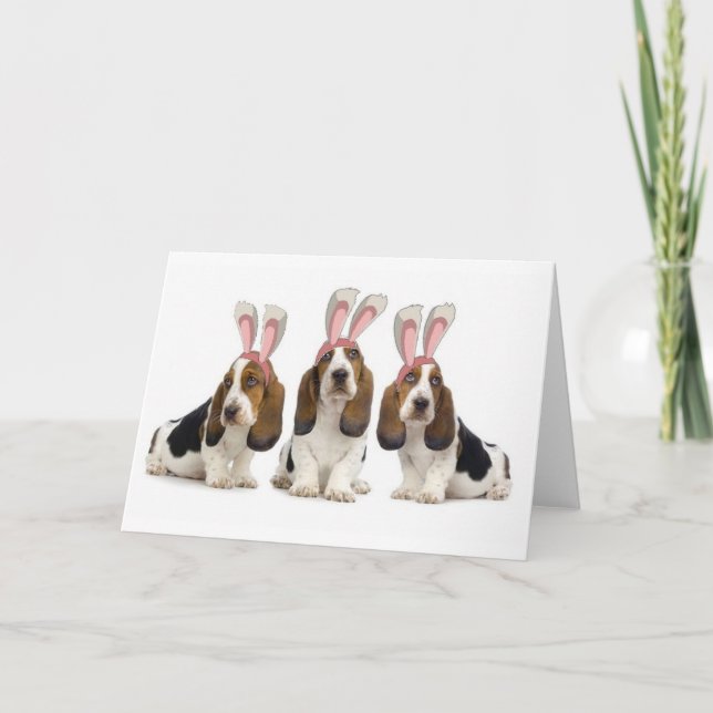 Cartes Pour Fêtes Annuelles Dogs~Original Ditzy Notecard~Basset Hounds~Easter (Devant)