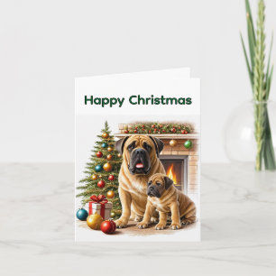 Cartes Pour Fêtes Annuelles Dogue anglais Mastiff Noël