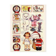 DollyDingle Kitty Paper Dolls Vintage Noël