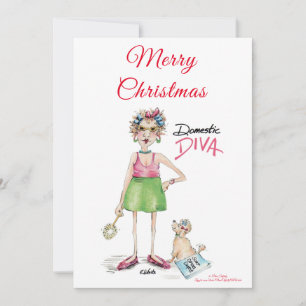 Cartes Pour Fêtes Annuelles Domestic Diva, Happy Holiday Wishes Caricature 
