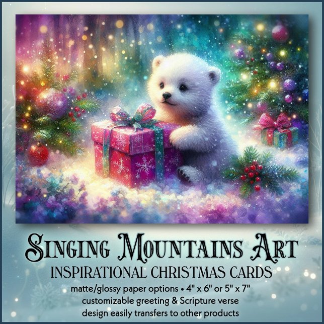 Cartes Pour Fêtes Annuelles Don du salut KJV Verse mignon Ours Noël (Créateur téléchargé)