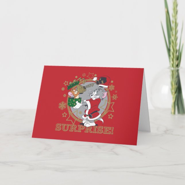Cartes Pour Fêtes Annuelles Don Tom et Jerry Surprise (Devant)
