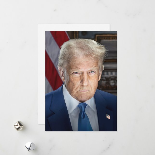 Cartes Pour Fêtes Annuelles Donald Trump 2025 Portrait du président américain (Devant/Arrière en situation)