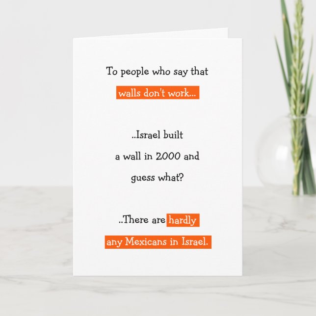 Cartes Pour Fêtes Annuelles Donald Trump Drôle Mur Plaisanter Citation Humour  (Devant)