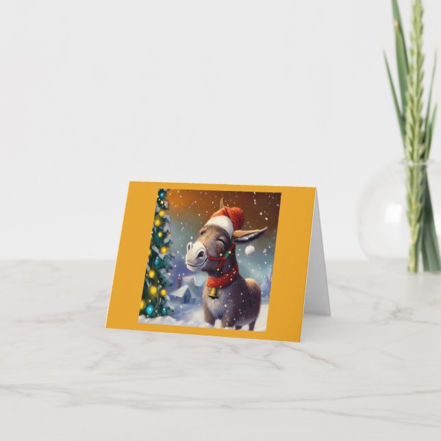 Cartes Pour Fêtes Annuelles Donkey de Noël 1 (Devant)