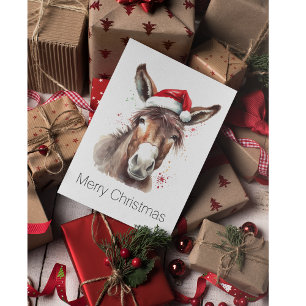 Cartes Pour Fêtes Annuelles Donkey de Noël, personnalisable