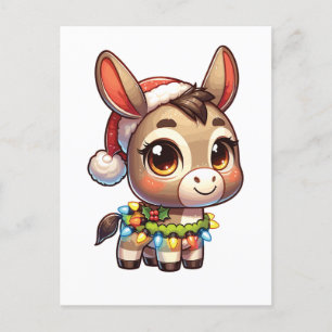 Cartes Pour Fêtes Annuelles Donkey Joyeux Noël Animaux d'hiver mignons ânes