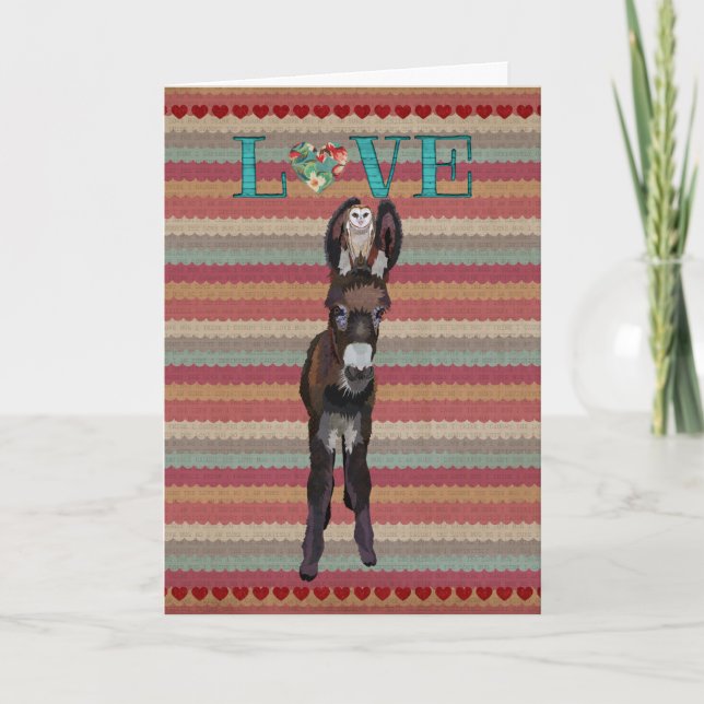 Cartes Pour Fêtes Annuelles DONKEY & OWL LOVE Valentine Card (Devant)