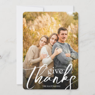 Cartes Pour Fêtes Annuelles Donner Merci Script Photo Overlay Thanksgiving