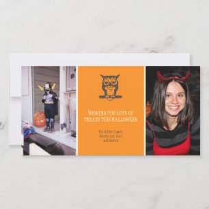 Cartes Pour Fêtes Annuelles Donnez un hoot mignon hibou orange Halloween deux