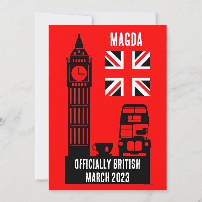 Cartes Pour Fêtes Annuelles Dons de citoyenneté britannique (Devant)