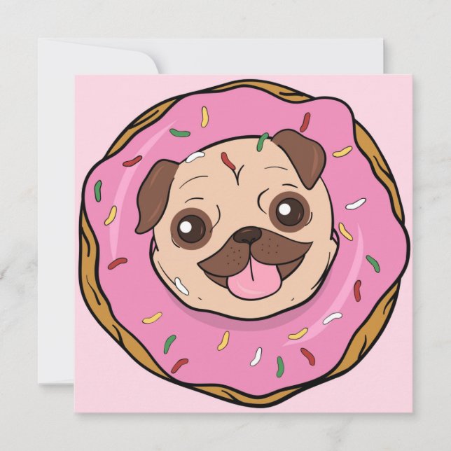 Cartes Pour Fêtes Annuelles Donut Pug (Devant)