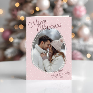 Cartes Pour Fêtes Annuelles Doodle rose romantique photo Joyeux Noël plié