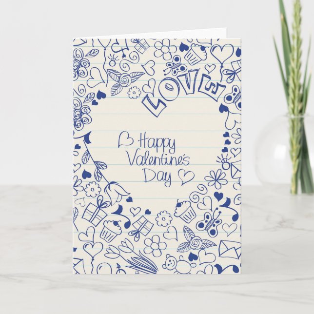 Cartes Pour Fêtes Annuelles Doodles Heureuses Saintes-Valentin ! (Devant)