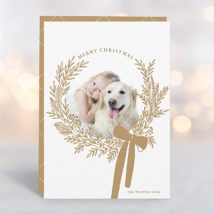 Cartes Pour Fêtes Annuelles Doré Brown couronne de Noël Minime photo