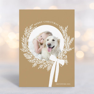 Cartes Pour Fêtes Annuelles Doré Brown couronne de Noël Minime photo